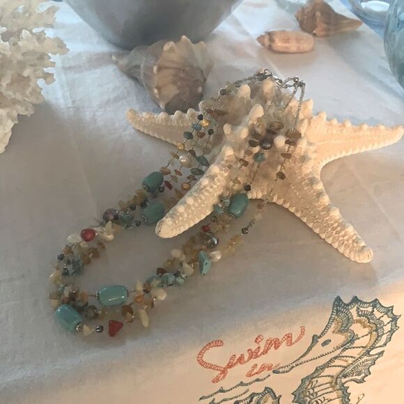 Earth Tone Stones Necklace 9inches - Picture 2 of 5